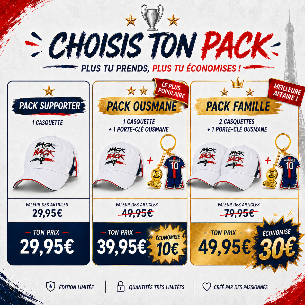 Casquette Back to Back – Double Champion d’Europe 🔴🔵⭐⭐