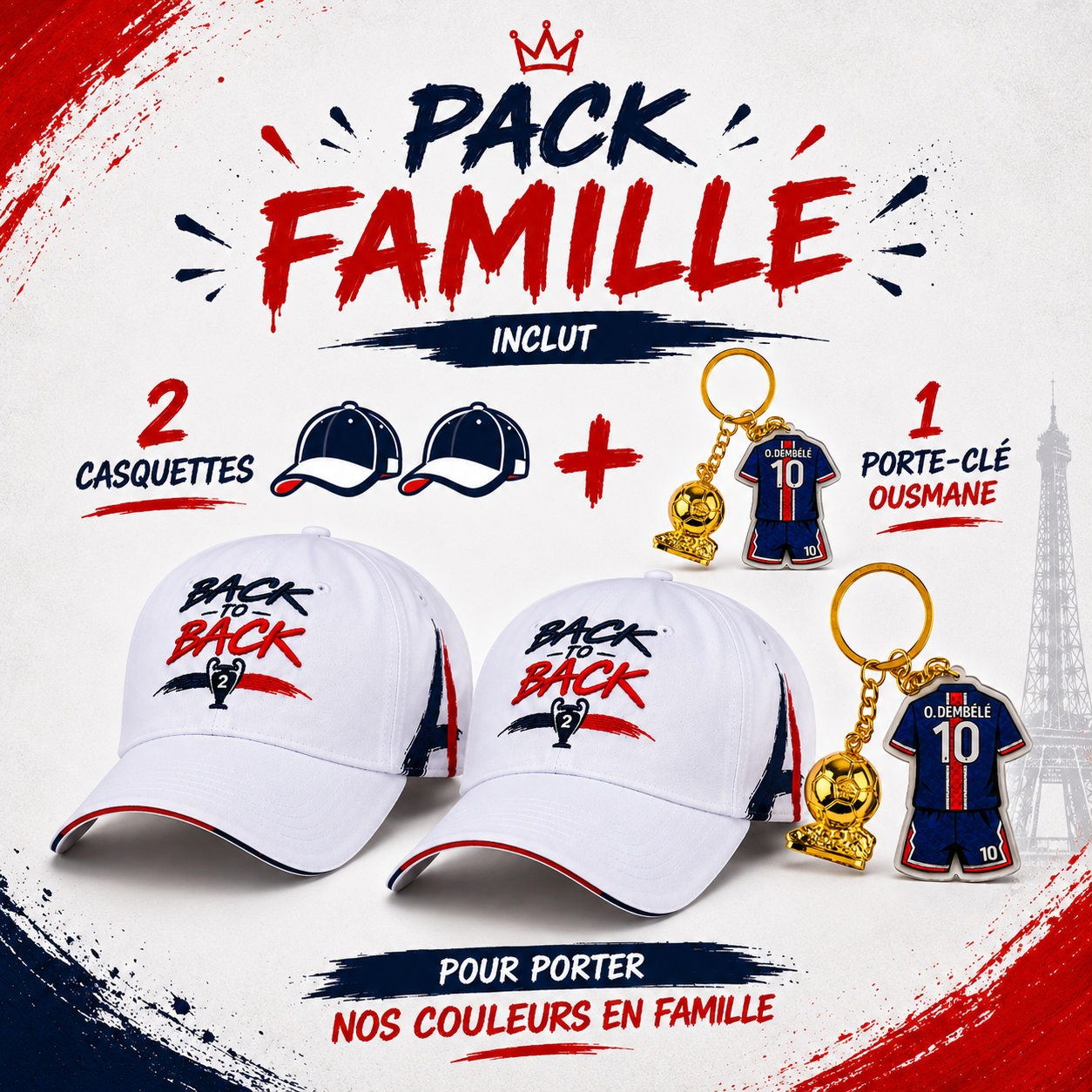Casquette Back to Back – Double Champion d’Europe 🔴🔵⭐⭐