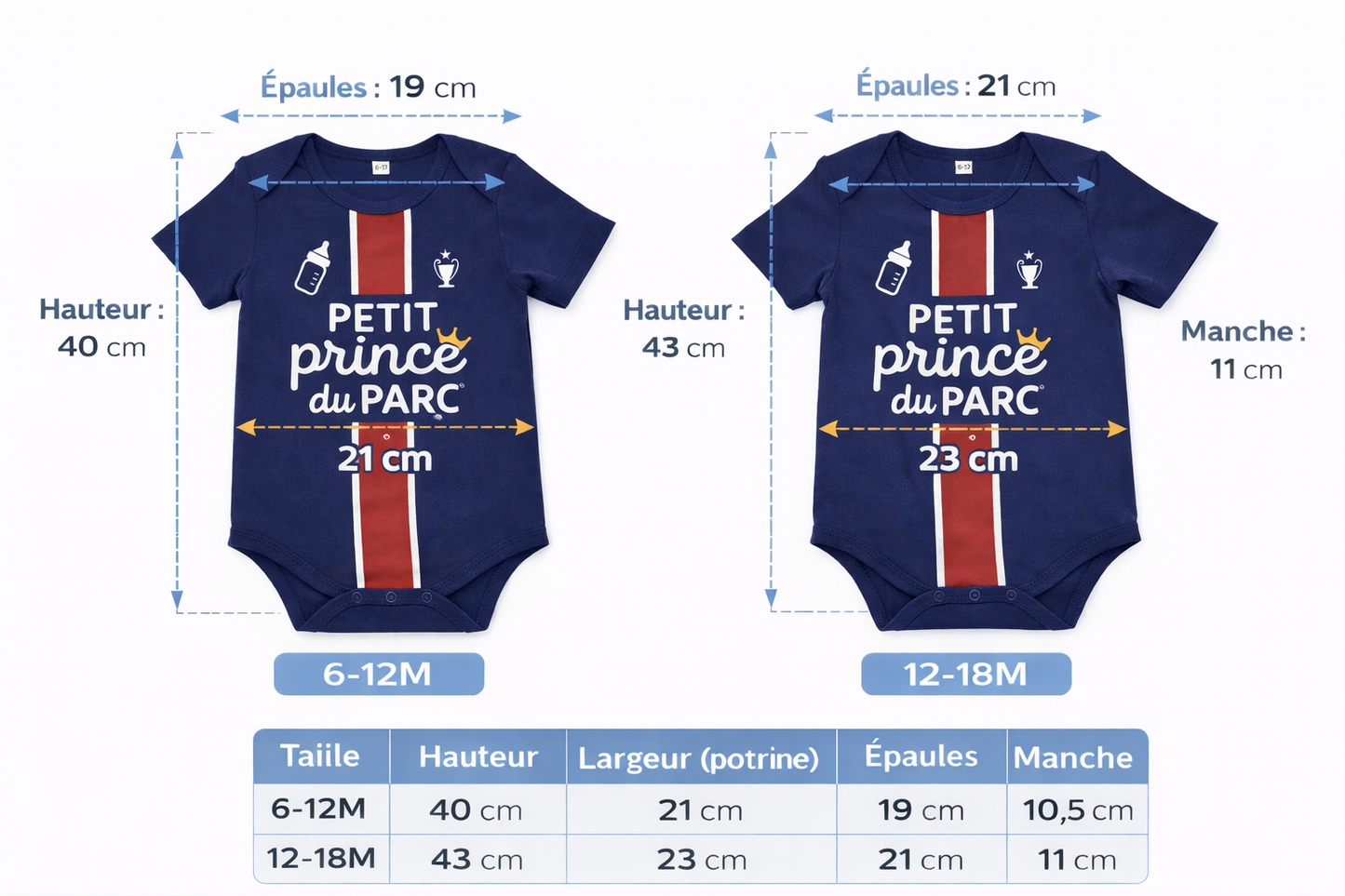 Body Bébé – Petit Prince du Parc | Bébé Supporter de Paris 👶| Coton bio